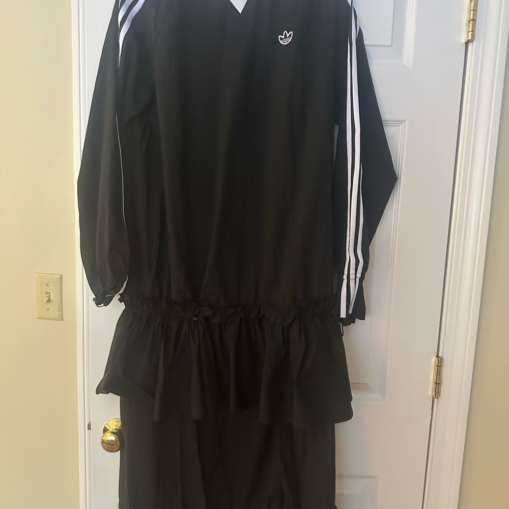 Adidas Long Sleeve Black Dress with White Accents